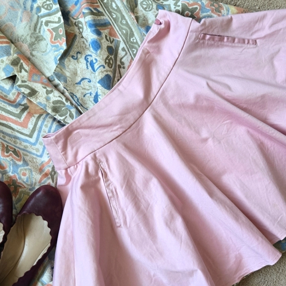 Extyn Pink Mini A-line Cotton Pleated Skirt Size 42 Euro - Picture 7 of 8